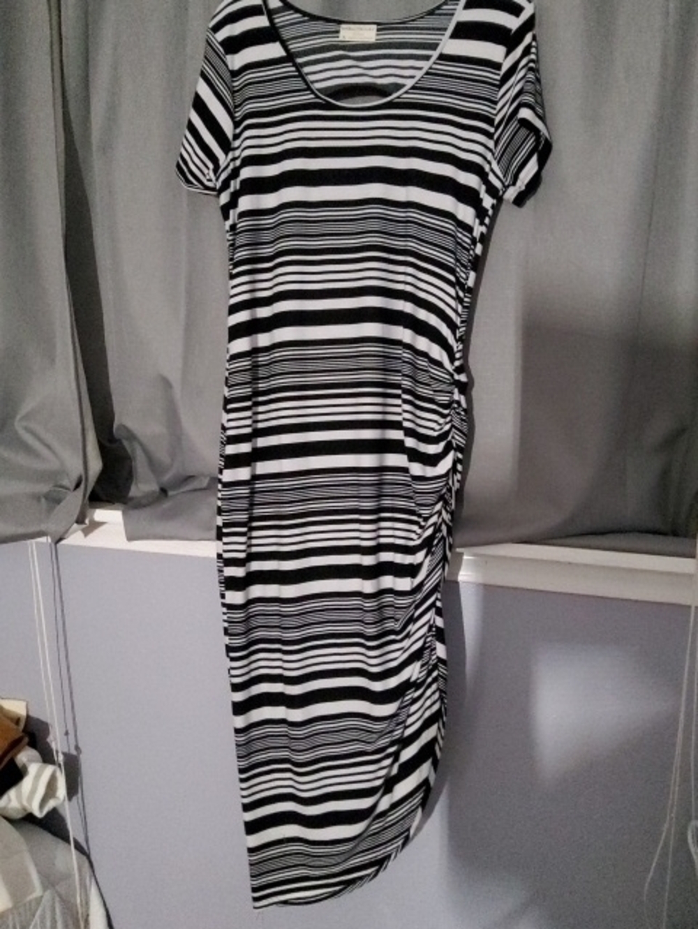 Bobbie Brooks Black & White Striped Midi Dress